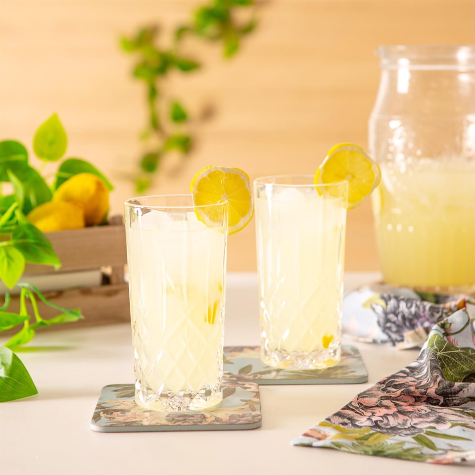 image 1 of RCR Crystal Orchestra Cut Glass Highball Cocktail Glasses Tumblers Set - 396ml - Pack of 6 | Clear | Clear