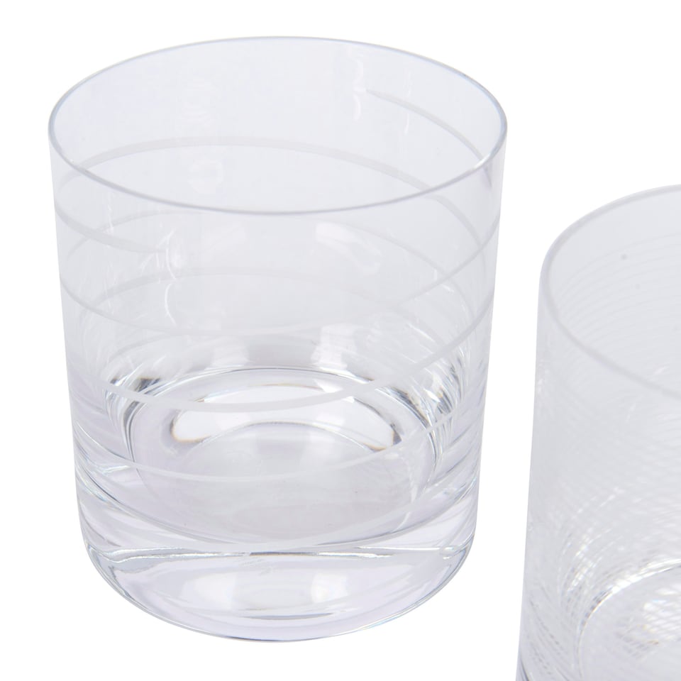 image 1 of Mikasa Wine Glass Set Clear Ribbed Crystal 350ml Set of 4