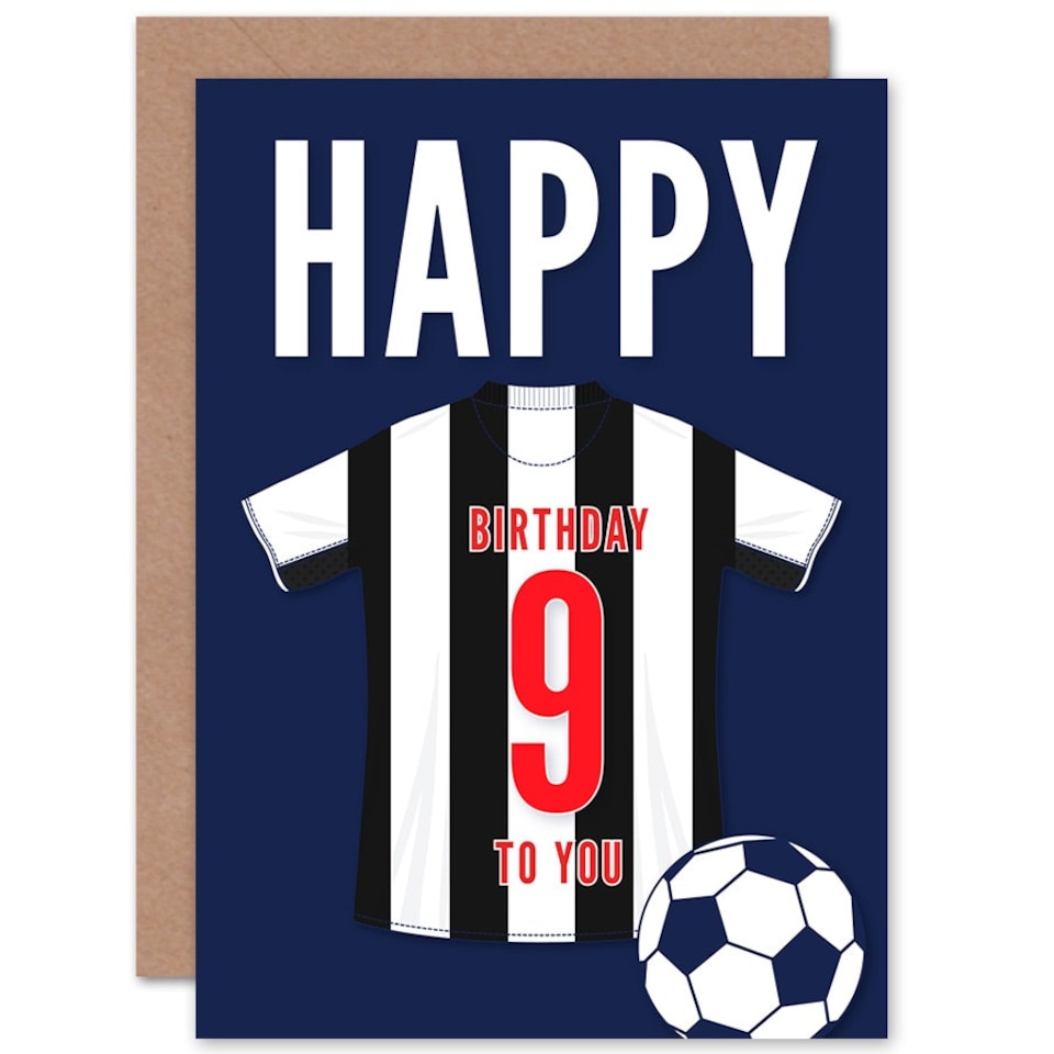 image 1 of Football Strip Kit White Striped Top Age 9 Year Old Child Kids 9th Birthday Card