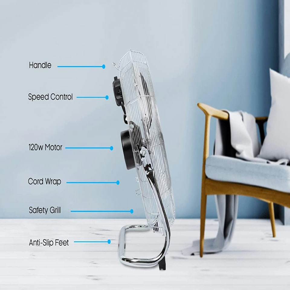 image 1 of PureMate 20-Inch Chrome Gym Floor Fan