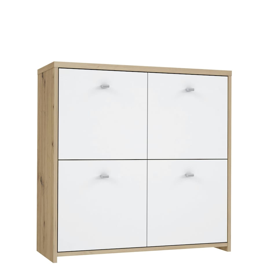 image 1 of Best Chest 4 Door Storage Cabinet White & Oak White