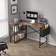 image 2 of MCC Direct Computer Desk L Shaped Corner Desk with Adjustable shelves - Lotus 120cm Brown | Brown