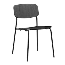 Vorsta Stacking Side Chair In Black Ash Black Frame Black