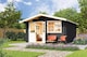 image 4 of Norderney 3-Log Cabin, Wooden Garden Room, Timber Summerhouse, Home Office - L444.6 x W480 x H256.5 cm | Brown