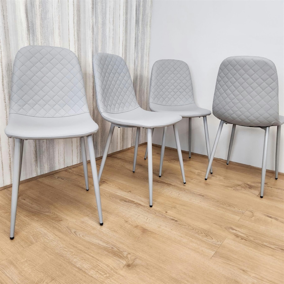 image 1 of Dining Chairs Set of 4 Grey Leather Kitchen Chairs Grey