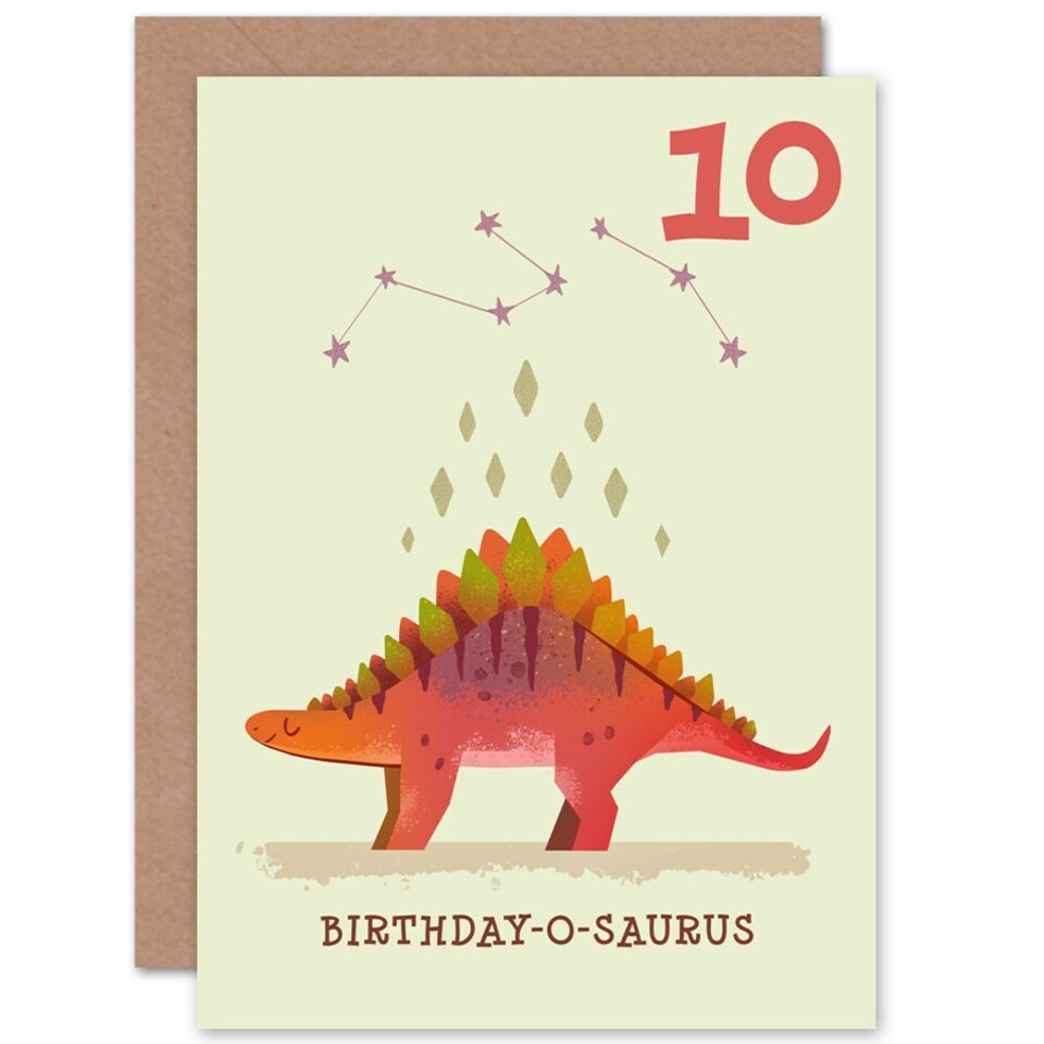 image 1 of Dinosaur Stegosaurus 10 Year old Child Kids 10th Birthday Card