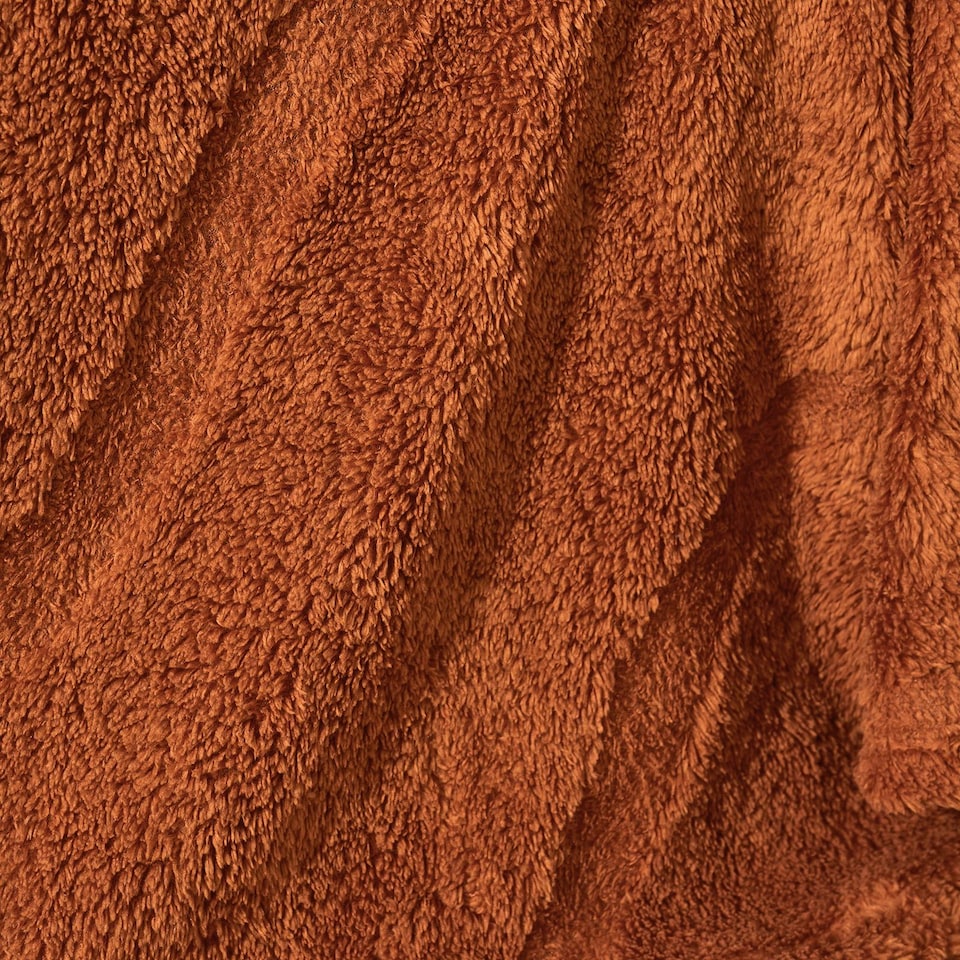 image 1 of OHS Tufted Contour Throw Teddy Fleece Blanket Winter Soft Warm Bedspread - 125 x 150cm | Orange | Rust