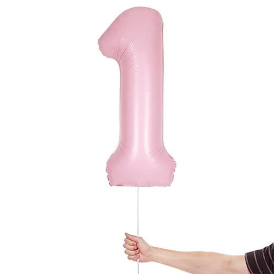 image 1 of Matte Lovely Pink Number 1 Helium Foil Giant Balloon 86cm / 34 in | Pink