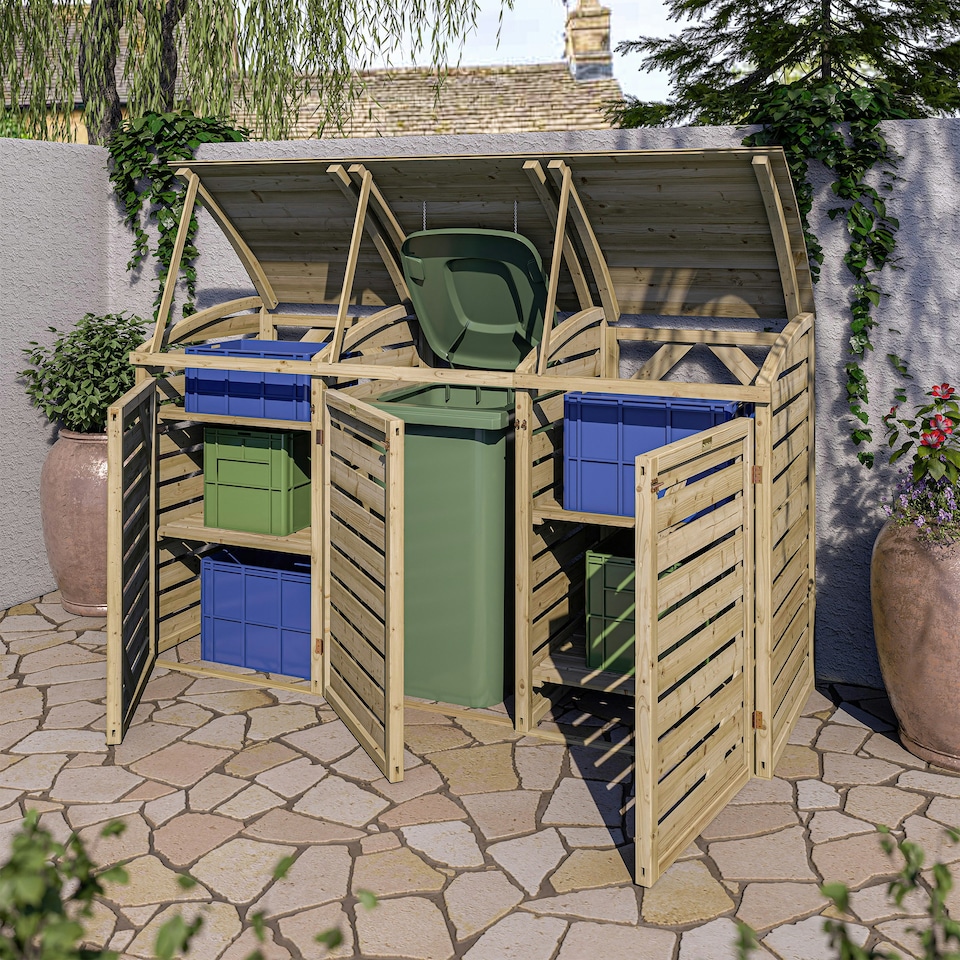image 1 of Rowlinson Timber Single Bin Store With Double Box Store Brown