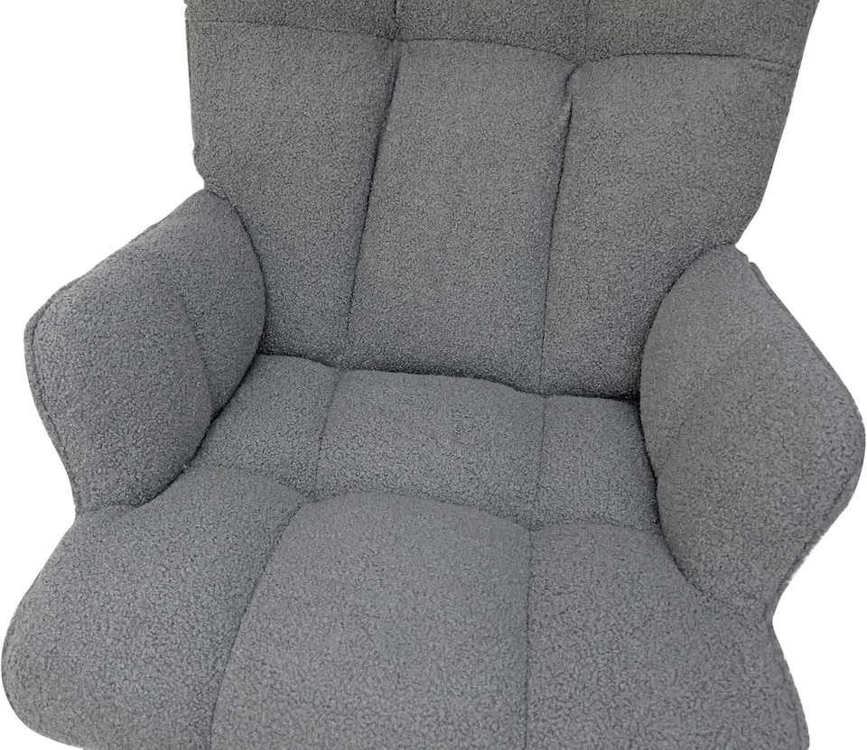 image 1 of Alivio Comfortable Teddy Rocking Arm Chair with High Backrest (Grey)