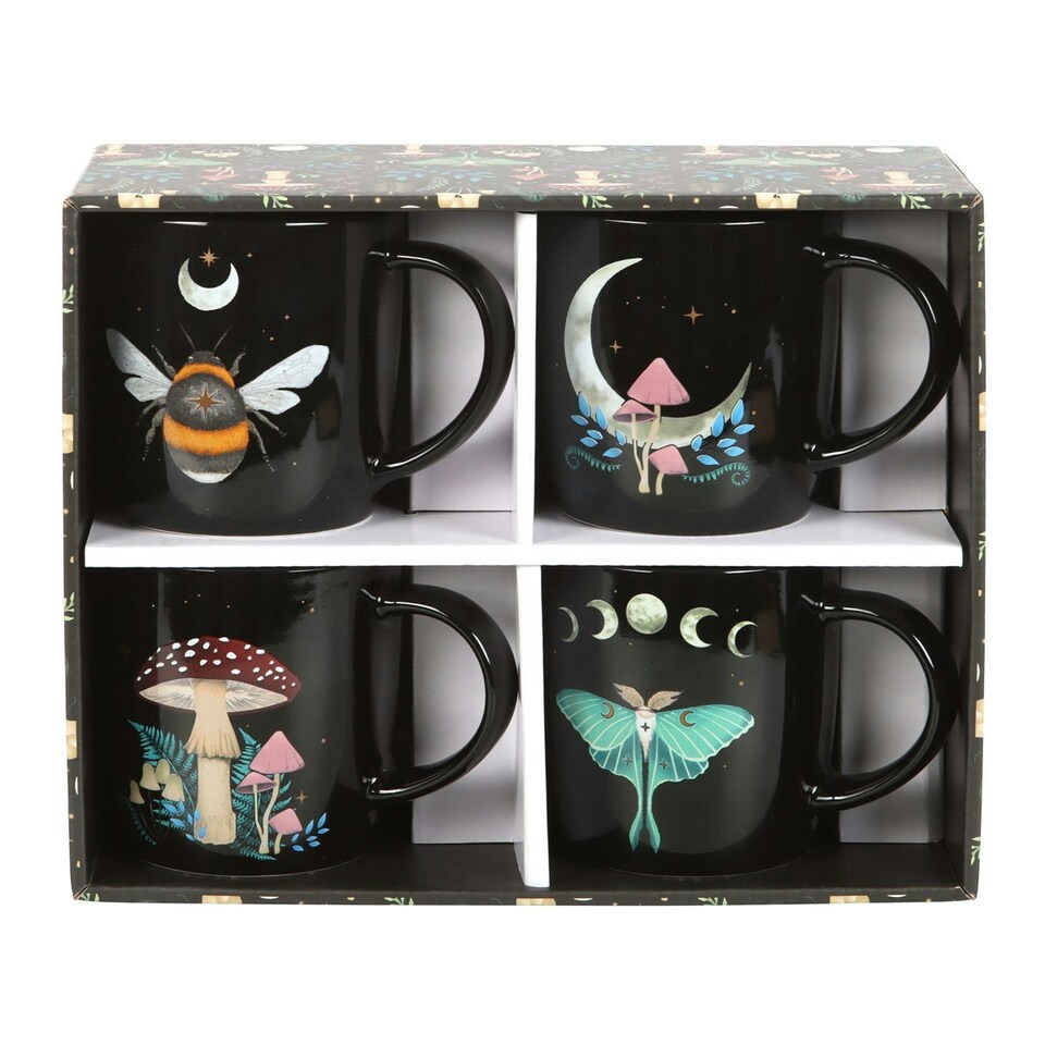 image 1 of Dark Forest Mugs Set Of 4 Blue