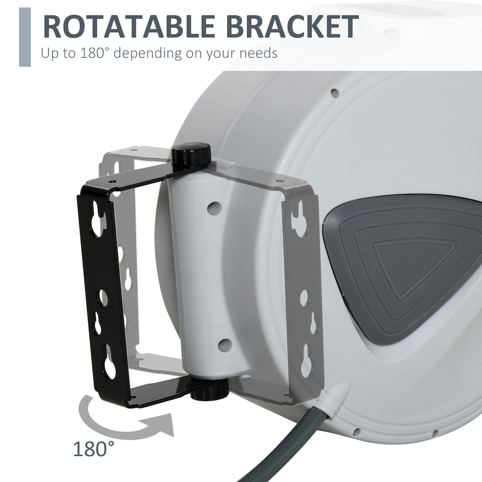 image 1 of DURHAND Retractable Air Hose Reel Auto Self-Winding Wall Mounted 1/4" 15m+140cm