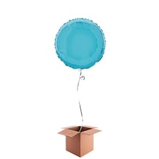 Baby Blue Round Foil Balloon - Inflated Balloon in a Box