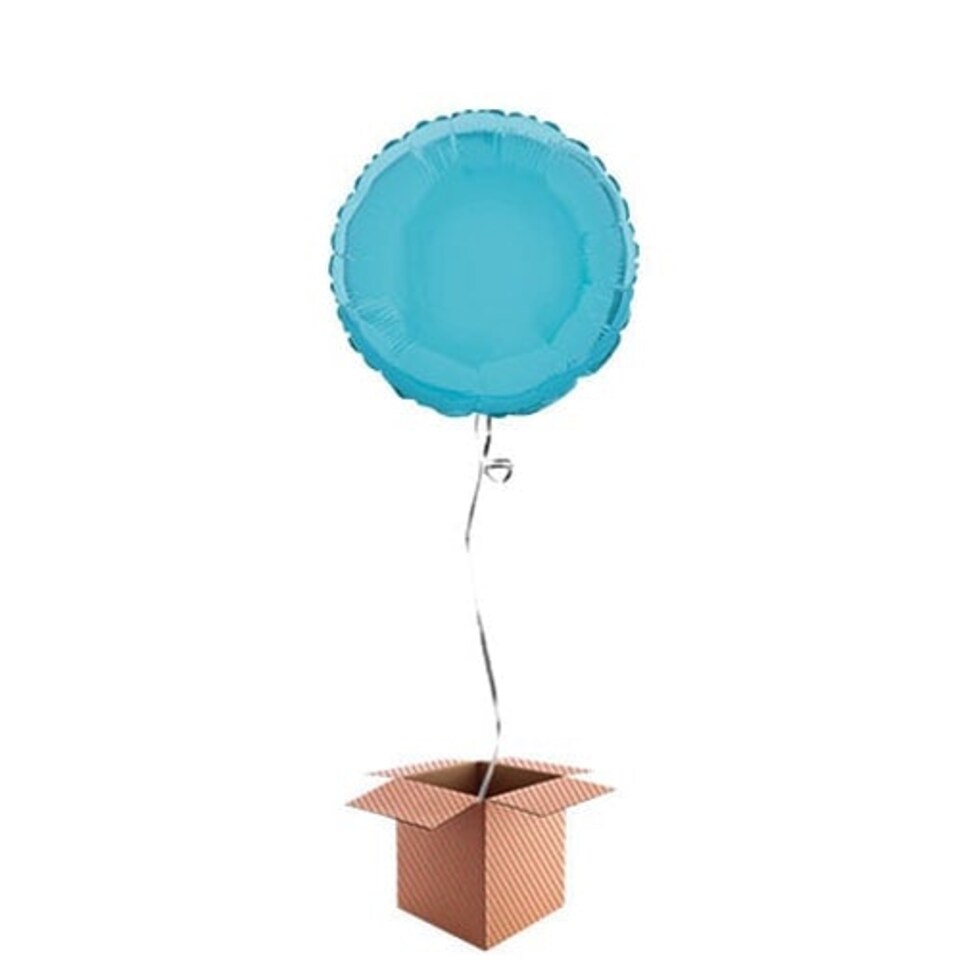 Baby Blue Round Foil Balloon - Inflated Balloon in a Box