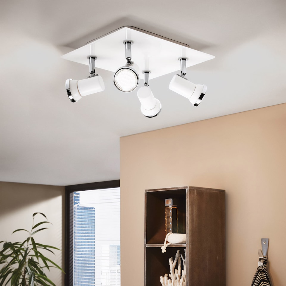 image 1 of EGLO Tamara 1 LED Steel White LED Bathroom 4-Light Spotlight