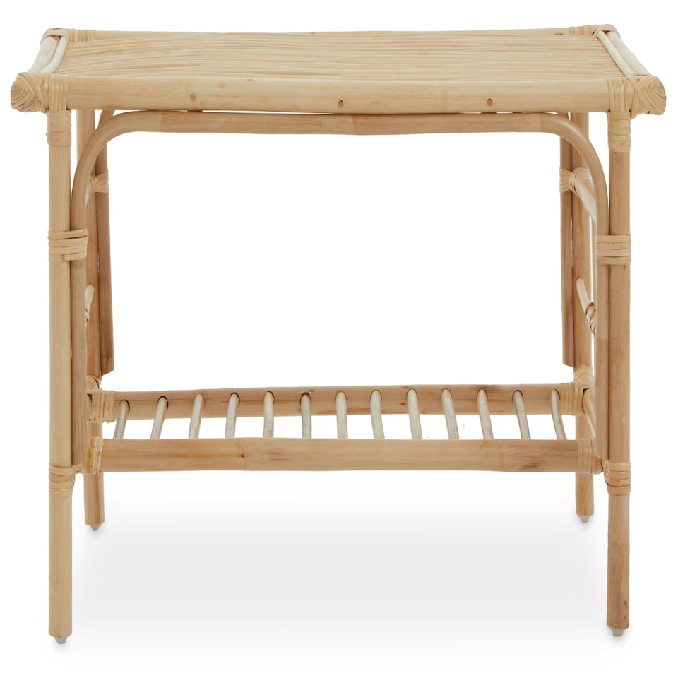 image 1 of Interiors by Premier Elegant Rattan Rectangular Coffee Table With Glass Top, Versatile Cane Furniture, Sturdy Outdoor Table Cream