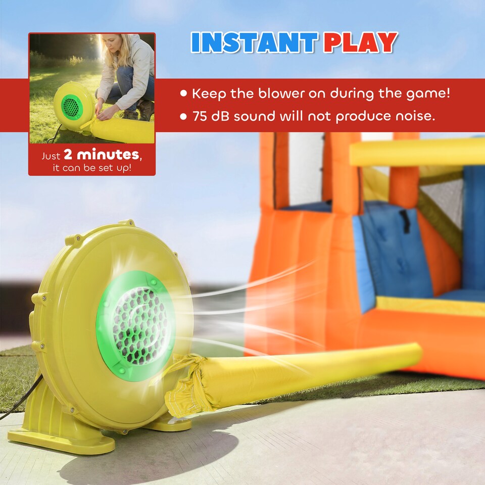 image 1 of AIYAPLAY 5 in 1 Inflatable Bouncy Castle for Children with Dual Slides