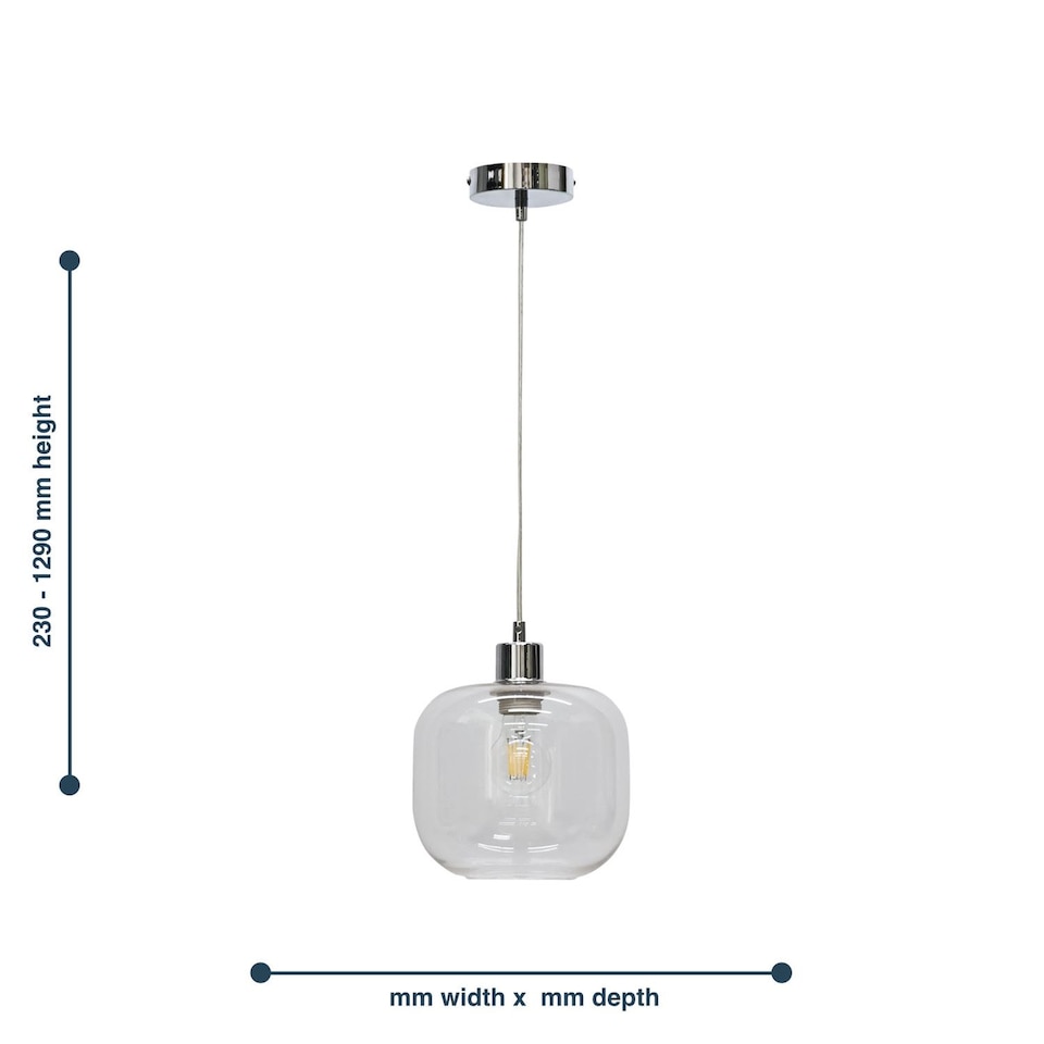 image 1 of Set of 2 Bletch - Clear Glass with Chrome Pendant Fittings | Clear | Clear | 2