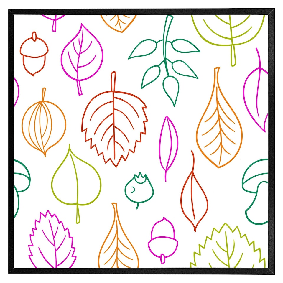 image 1 of Multi colour leaves illustration (Picture Frame) Brown | Oak | L