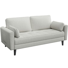Yaheetech Fabric Upholstered Sofa 2 Seater Couch with Tufted Single Seat Cushion Grey | Griege