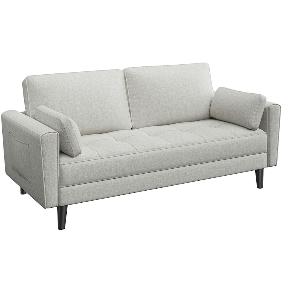 image 1 of Yaheetech Fabric Upholstered Sofa 2 Seater Couch with Tufted Single Seat Cushion Grey | Griege