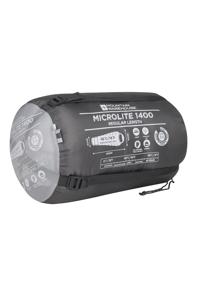 image 1 of Mountain Warehouse Microlite 1400 Mummy Sleeping Bag Hollow Fibre Insulated 3-4 Season Bed