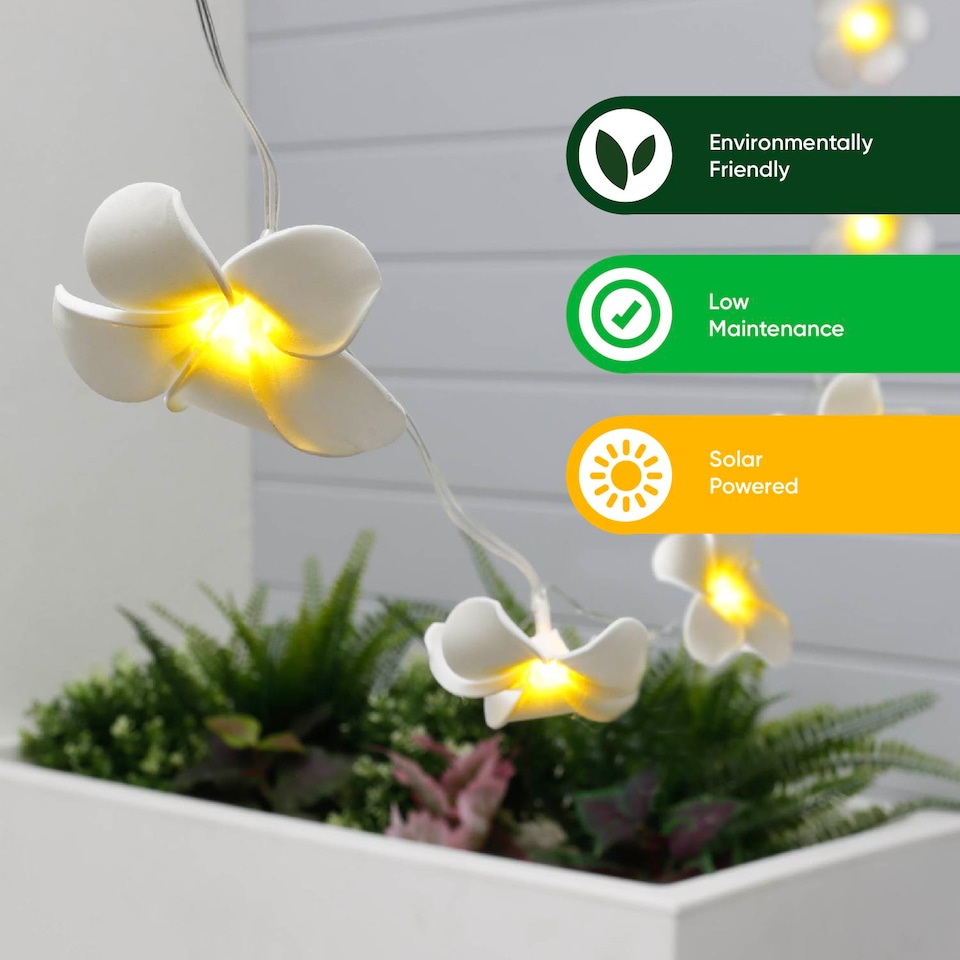 image 1 of Gardenwize 2m Solar Flower LED String Lights Outdoor