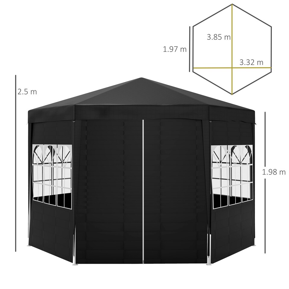 image 1 of Outsunny 3.9m Outdoor Gazebo Canopy with 6 Side Walls