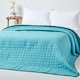 image 4 of Homescapes Cotton Quilted Reversible Bedspread Teal and Blue - 200 x 200 cm | Blue