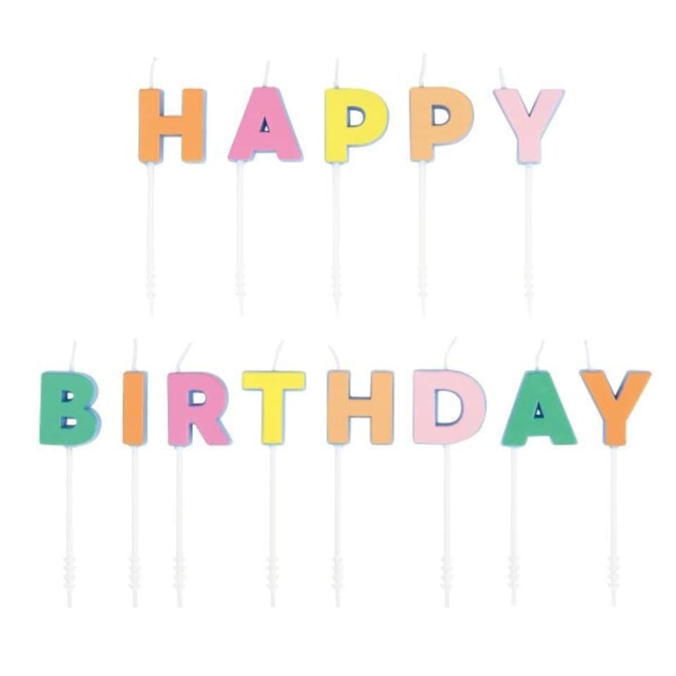 image 1 of Happy Birthday Letter Pick Candles with Decals