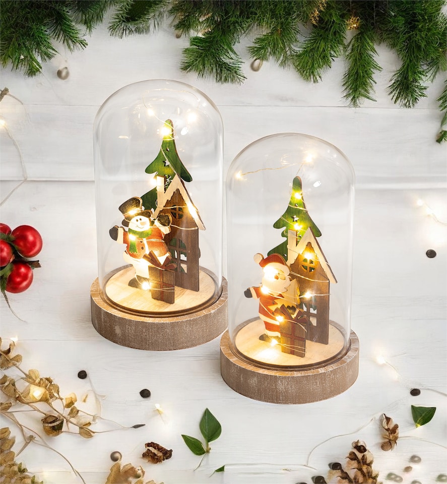 image 1 of St Helens Festive Cloche Scene (Snowman)