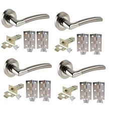 Golden Grace 4 Sets Indiana Style Modern Door Handles on Round Rose in Dual Finish with Latch | Grey | 4 Set