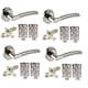 image 1 of Golden Grace 4 Sets Indiana Style Modern Door Handles on Round Rose in Dual Finish with Latch | Grey | 4 Set