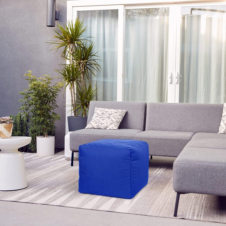 image 1 of Outdoor Bean Bag Footstool Pouffe Water-Resistant 40x40cm | Royal Blue