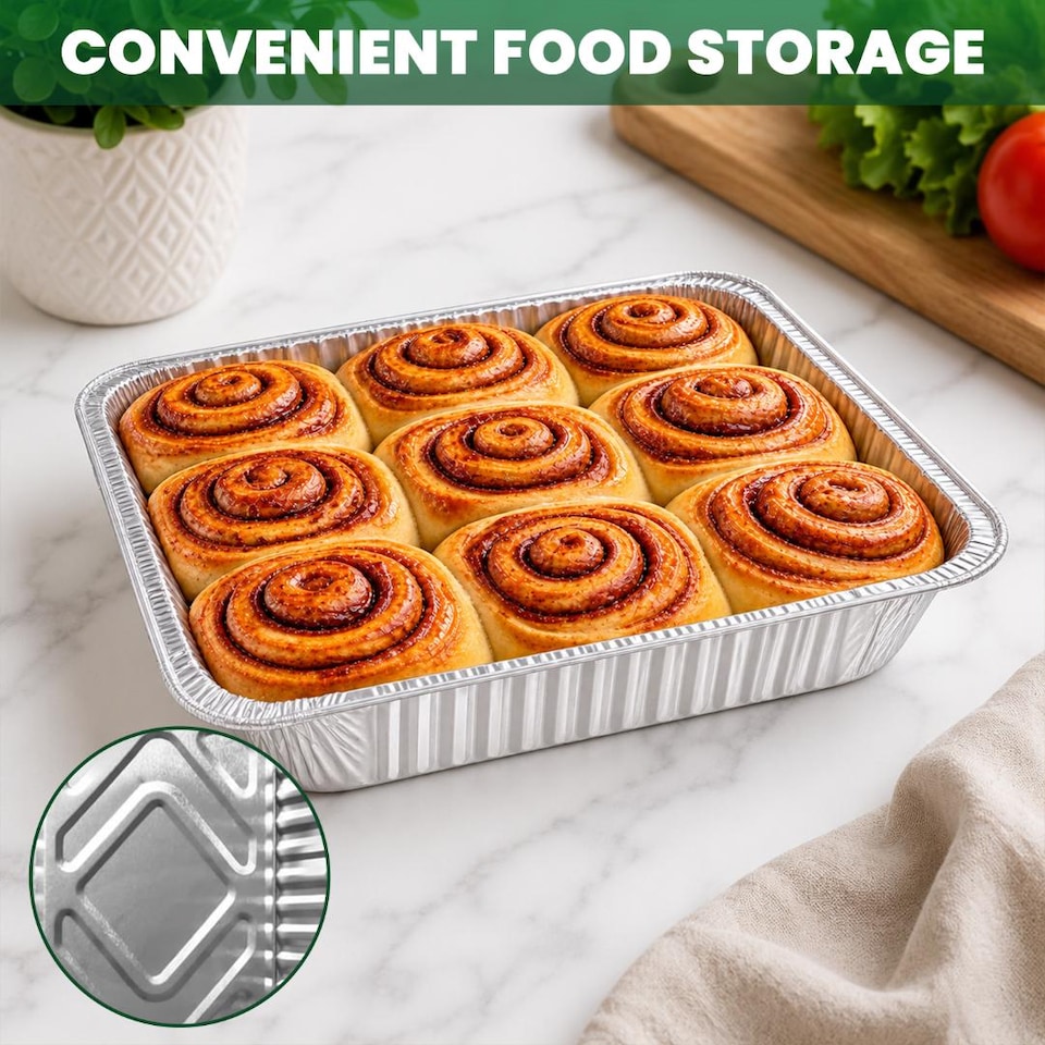 image 1 of ECONX No9 Large Aluminium Foil Containers With Lid 9x9" Takeaway Catering Meal Prep Foil Baking Tray Pack Of 200