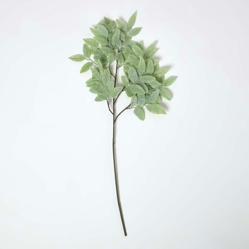 image 1 of Homescapes Frosted Sage Leaf Christmas Spray