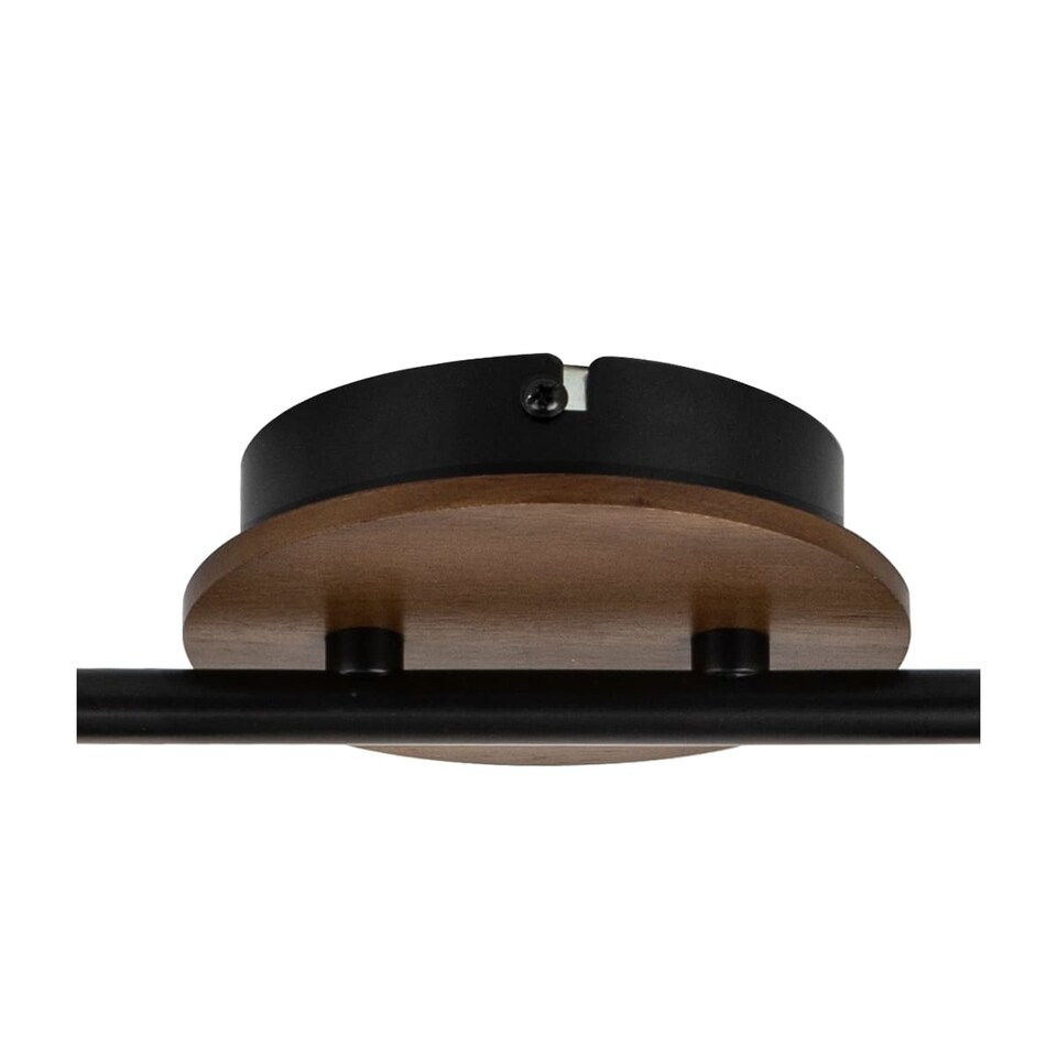 image 1 of COSYLYTE Hadley 4 Light Matt Black Wire Shade Spotlight with Wooden Backplate | Black | Walnut wood | 1