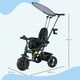 image 8 of HOMCOM 6 in 1 Kids Tricycle w/ Removable Handle for 1.5+ year, Dark Blue
