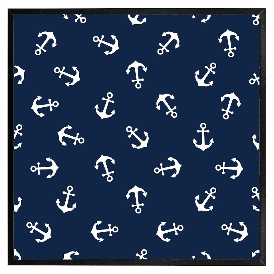 image 1 of Anchors on navy background (Picture Frame) Brown | Oak | XL