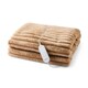 image 1 of MORPHY RICHARDS FLANNEL FLEECE & STRIPED FAUX FUR THROW 200CM X 180CM MOCCA