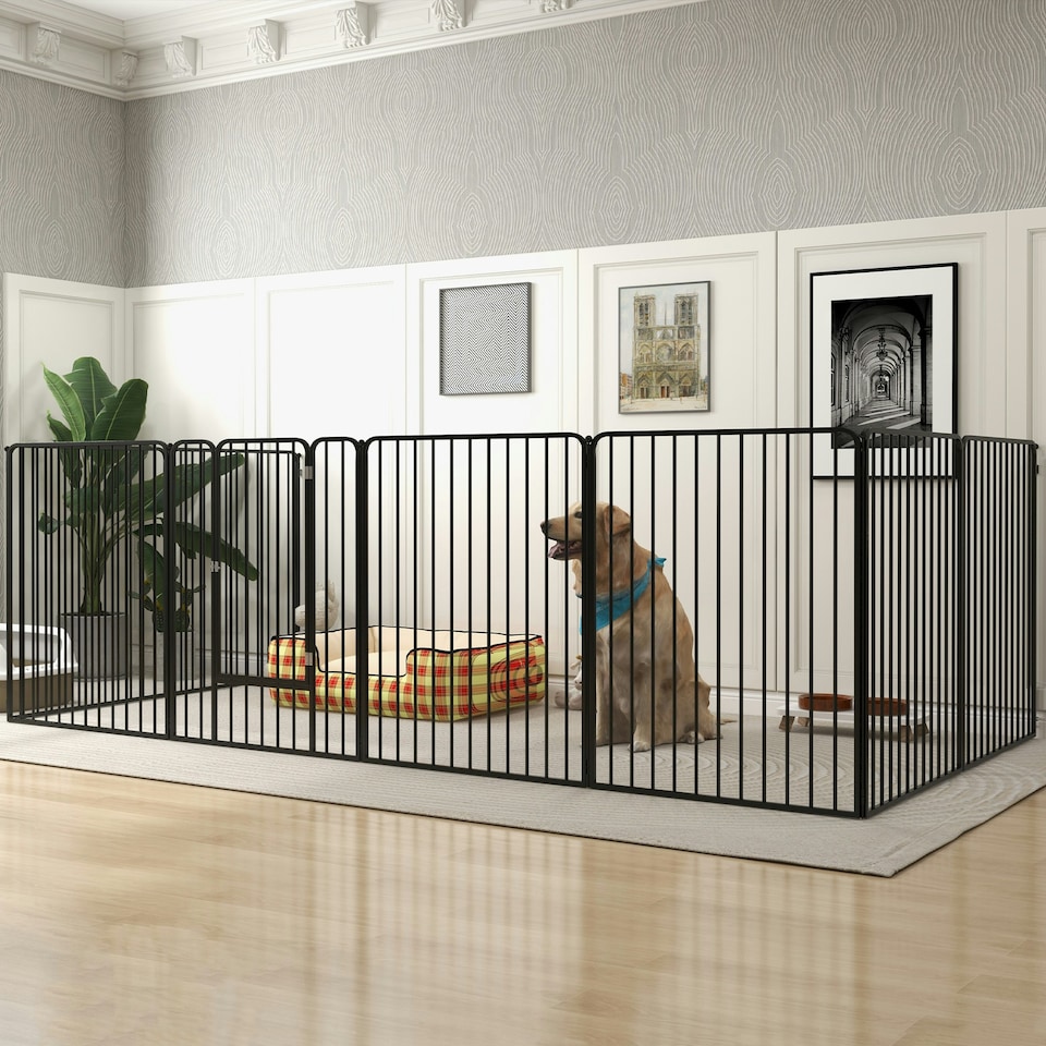 image 1 of PawHut 100cm 8 Panels Heavy-Duty Dog Playpen for Small, Medium Dogs
