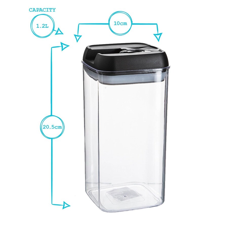 image 1 of Argon Tableware 4pc Food Storage Containers Set - Grey Airtight Plastic Storage Pantry Food Organiser with Flip Lock Lid 2 Sizes