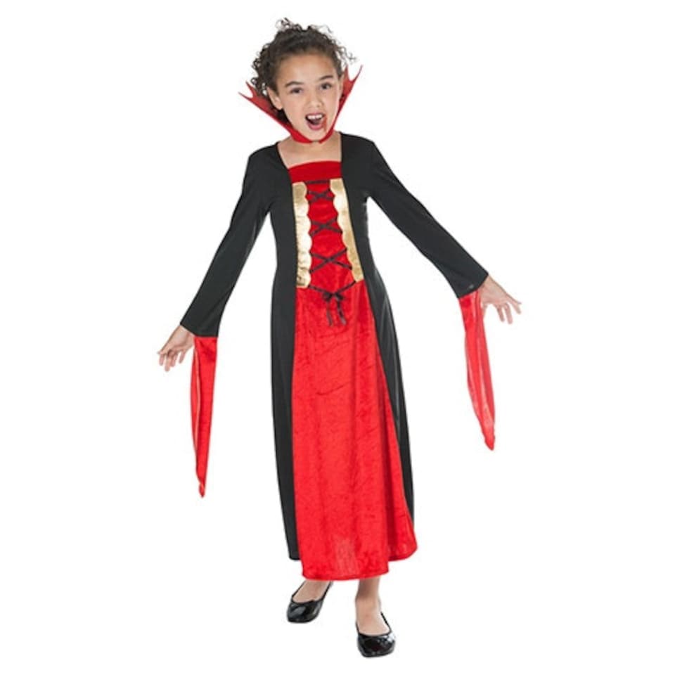 Gothic Vampire Red Girls Fancy Dress Costume Kids Small - Age 4-6