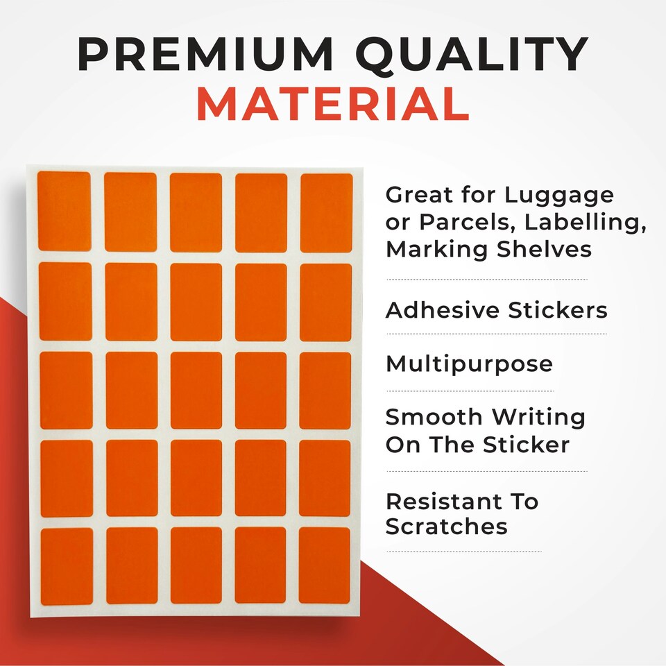 image 1 of Pack of 125 Red 12x18mm Rectangular Labels - Adhesive Stickers