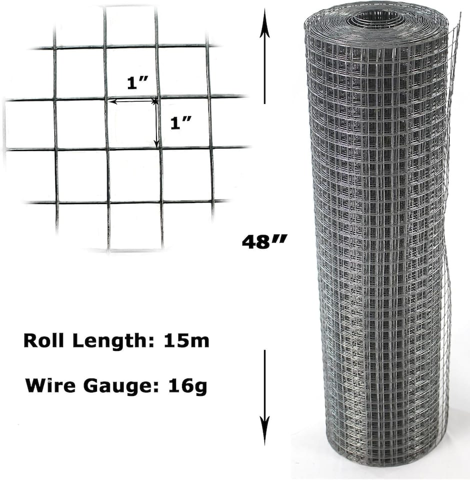 image 1 of Actiasgear 16 Gauge Welded Wire Mesh – 1" x 1" Galvanised Steel Fencing Roll