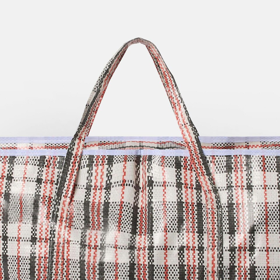 image 1 of OHS Large Reusable Check Print Clothes Laundry Storage Bag, 60L - Grey