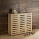 image 1 of Oslo 3 Door Wooden Shoe Storage Cabinet Rack Stand Cupboard Slatted Doors | Brown