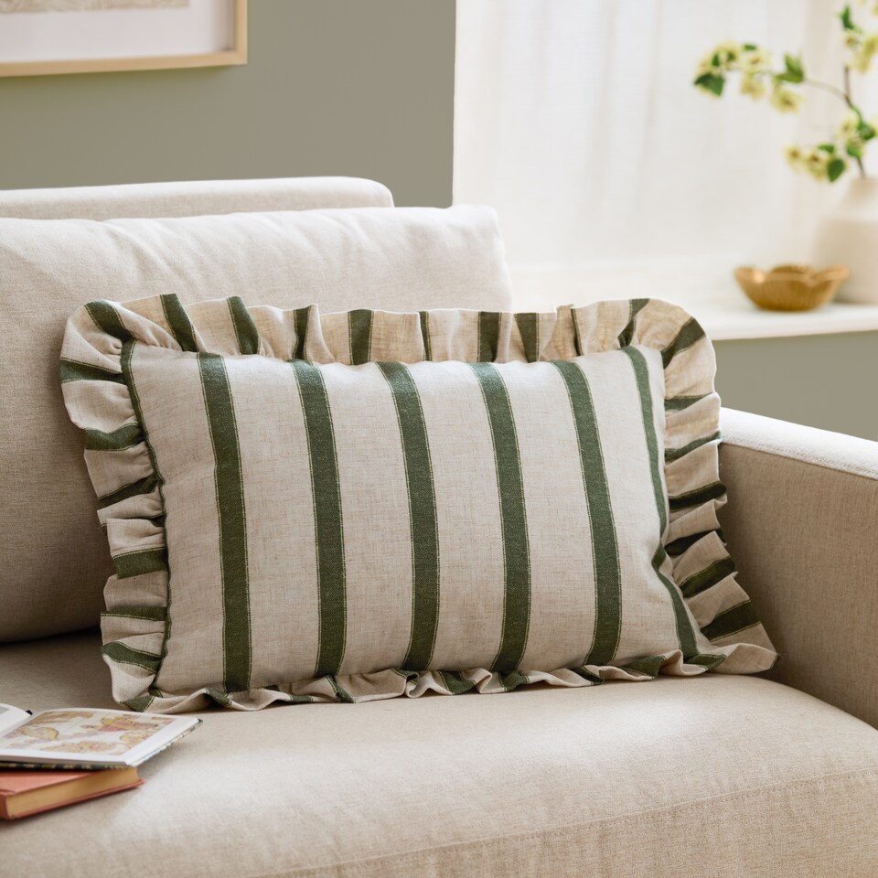 image 1 of Wylder Connie Striped Ruffle Cushion