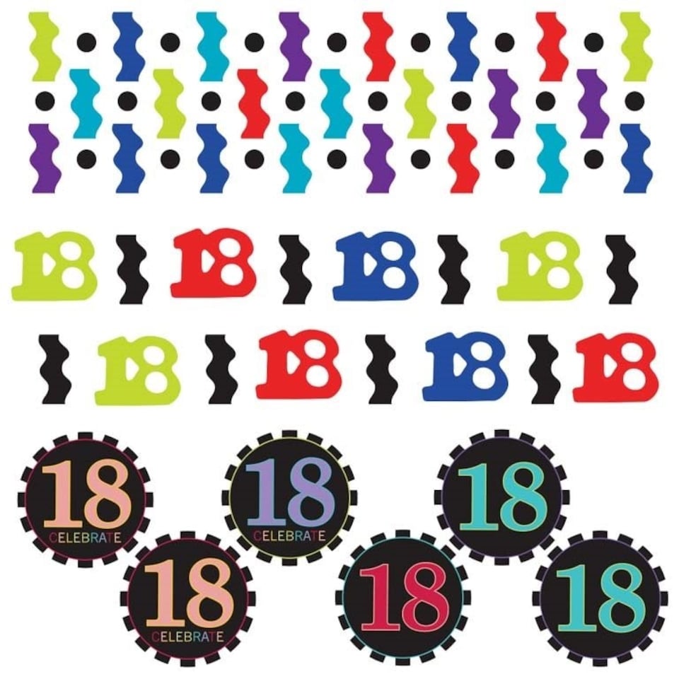 Amscan Mixed 18th Confetti - Multicoloured - One Size