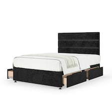 Memory Maestro Memory Foam Black Naples Velvet 4 Drawer Divan Set And Milan Headboard Super King